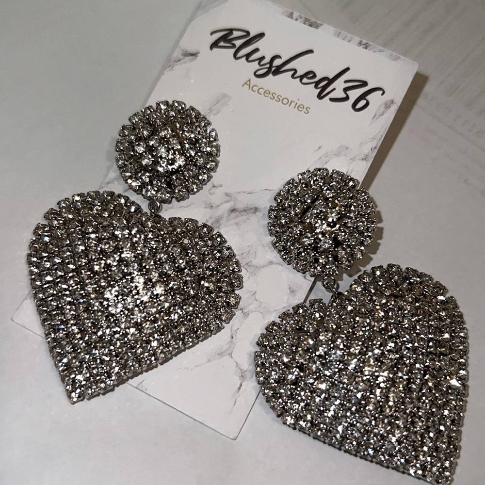 Crystal Heart Glamour Earrings *Brand new, Never Great Quality!!